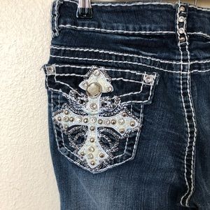 Miss Chic Cross Bedazzled Jeans 